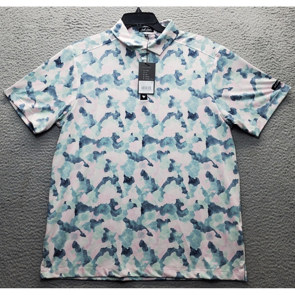 Bad Birdie Golf Polo Shirt Mens XL Multi Mirage Oasis Print Popover BBMP001-695